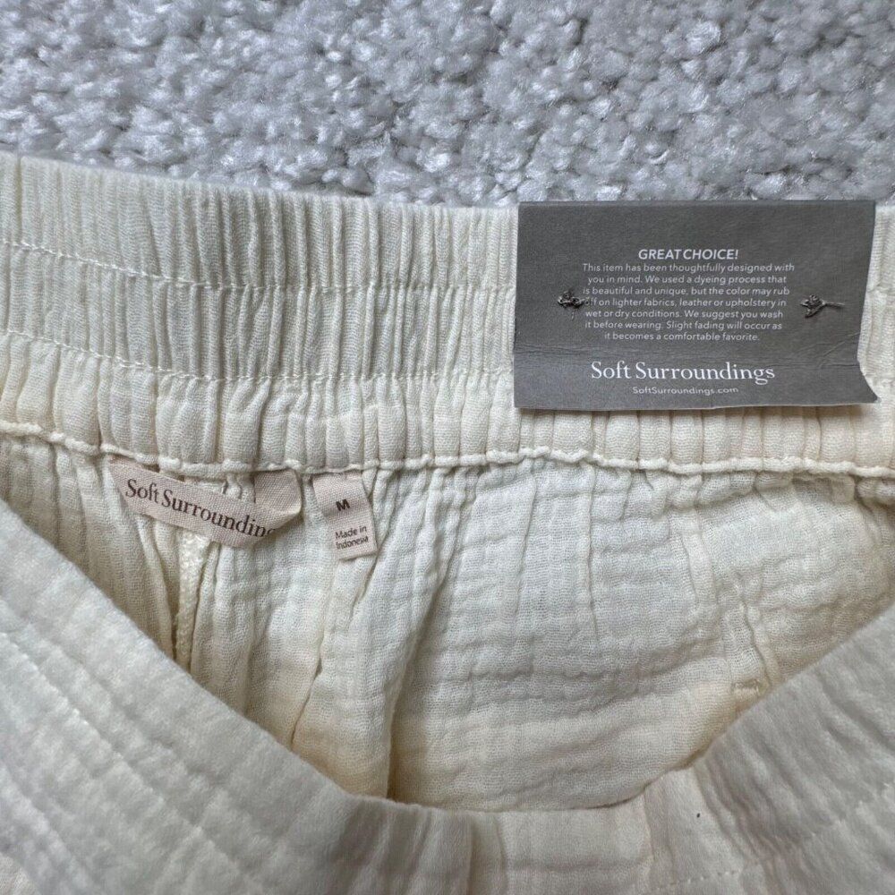 Soft Surroundings Beach Bound Pull On Crop Pant Ivory NEW - Picture 4 of 10